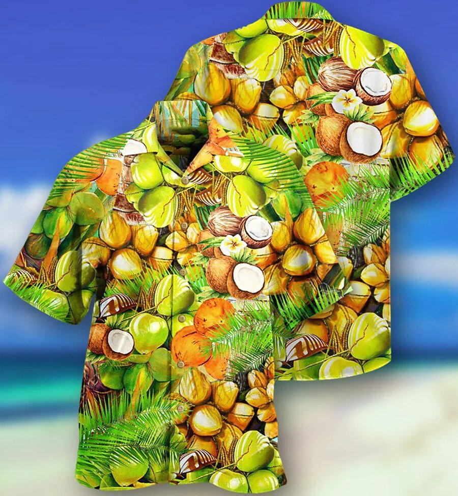 Herr Palmträd Kokos Strand Skjorta Hawaii skjorta Aloha skjorta Kortärmad Skjorta Nedvikt Tropisk Mode Hawaiisk Ledigt Hawaiisk Helgdag Himmelsblå Grön S M L 2025 - $22.99 –P1