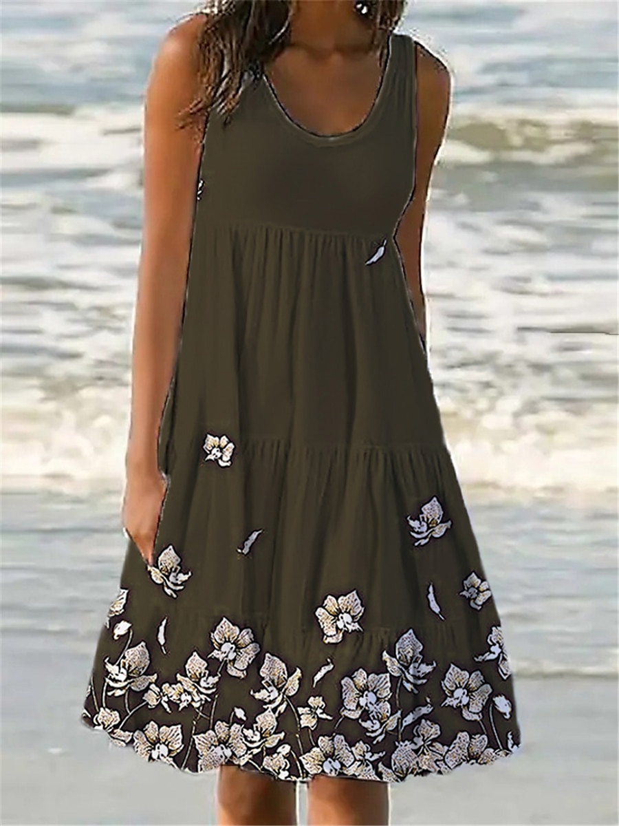 Kvinne Mini Kjole Petite Kjole Selsommar Kjole Skift Kjole Tank Kjole Aktiv Tropisk Mote Utendørs Ferie Utgang Vanlig Passform Blomster U Erme U Hjem Rosa Blå Lilla Grønn Sommer Vår 2025 - $28.99 –P3