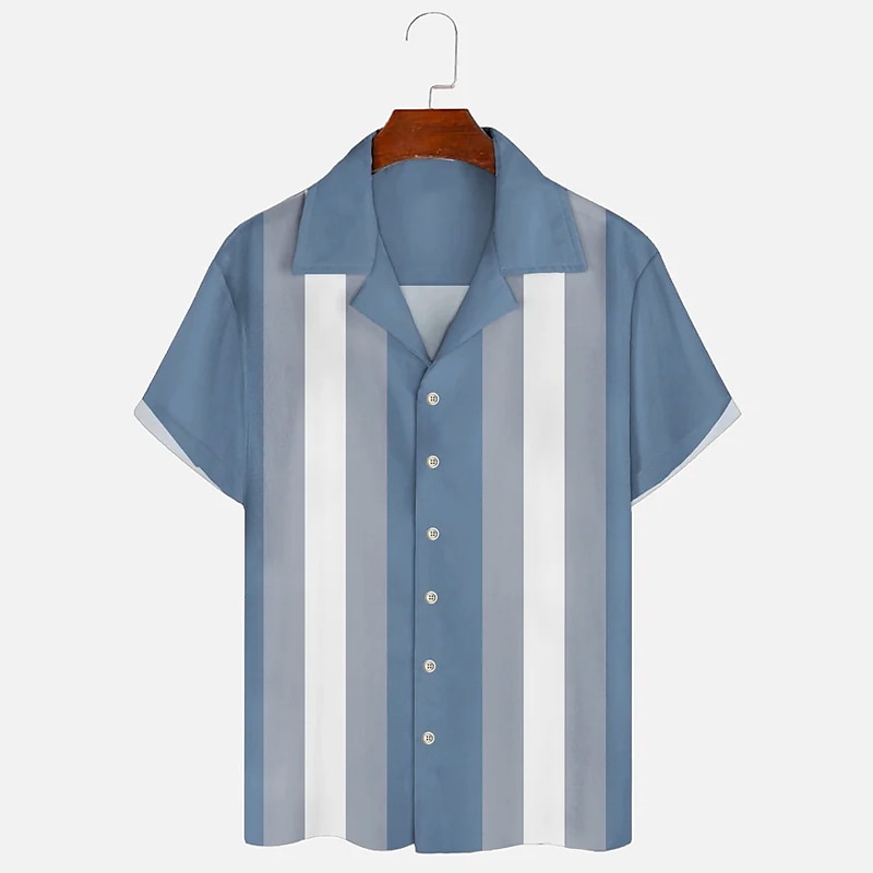 Herren Farbblock Geometrische Muster Hemd Sommerhemd Lässiges Hemd Kurzarm Modisch 1950s Brautkleider schlicht Urlaub Täglich Ausgehen Sommer Lagerkragen Bedruckt Schwarz Blau Orange Grün 2025 - $24.99 –P1