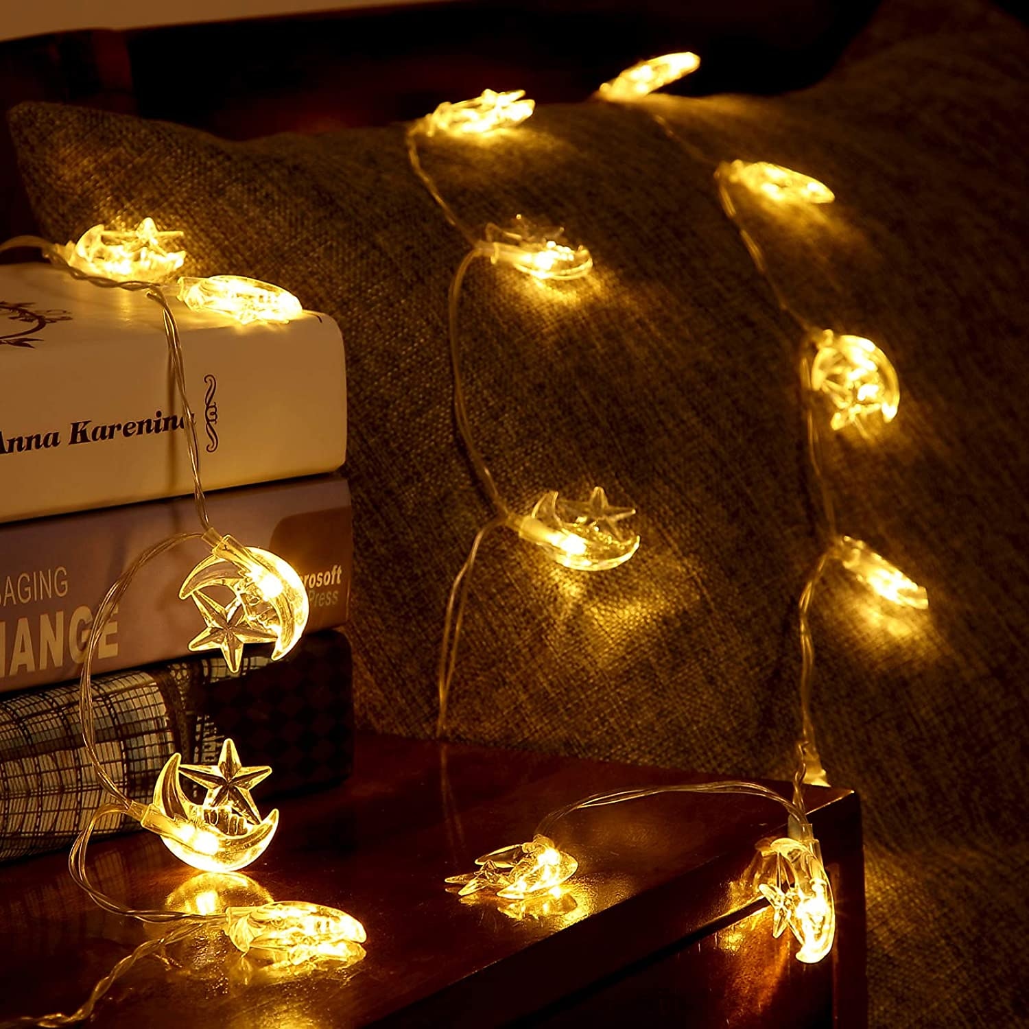 Moon stars fairy string lights 3m 20 leds 6m 40 leds ramadan string lights zasilany z baterii na ramadan boże narodzenie wesele dekoracje na patio domu 2025 - $12.49 –P9