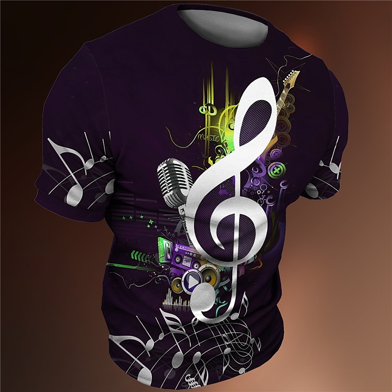 Festiwal Muzyczny Męskie Graficzny Nuty Podkoszulek Koszulki Krótki rękaw Podkoszulek Druk 3D Półgolf Koszula Zabytkowe Moda Designerskie Na zewnątrz Codzienny Sport Żółty Czerwony Fioletowy Wiosna i 2025 - $17.99 –P4