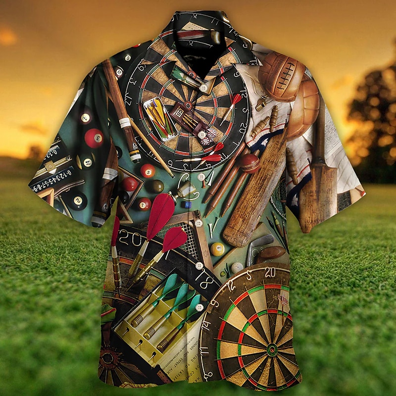 Men's Darts Shirt Summer Hawaiian Shirt Aloha Shirt Short Sleeve Shirt Turndown Fashion Designer Casual Street Daily Holiday Black Red Blue 3D Print S M L 2025 - €26.99 –P4