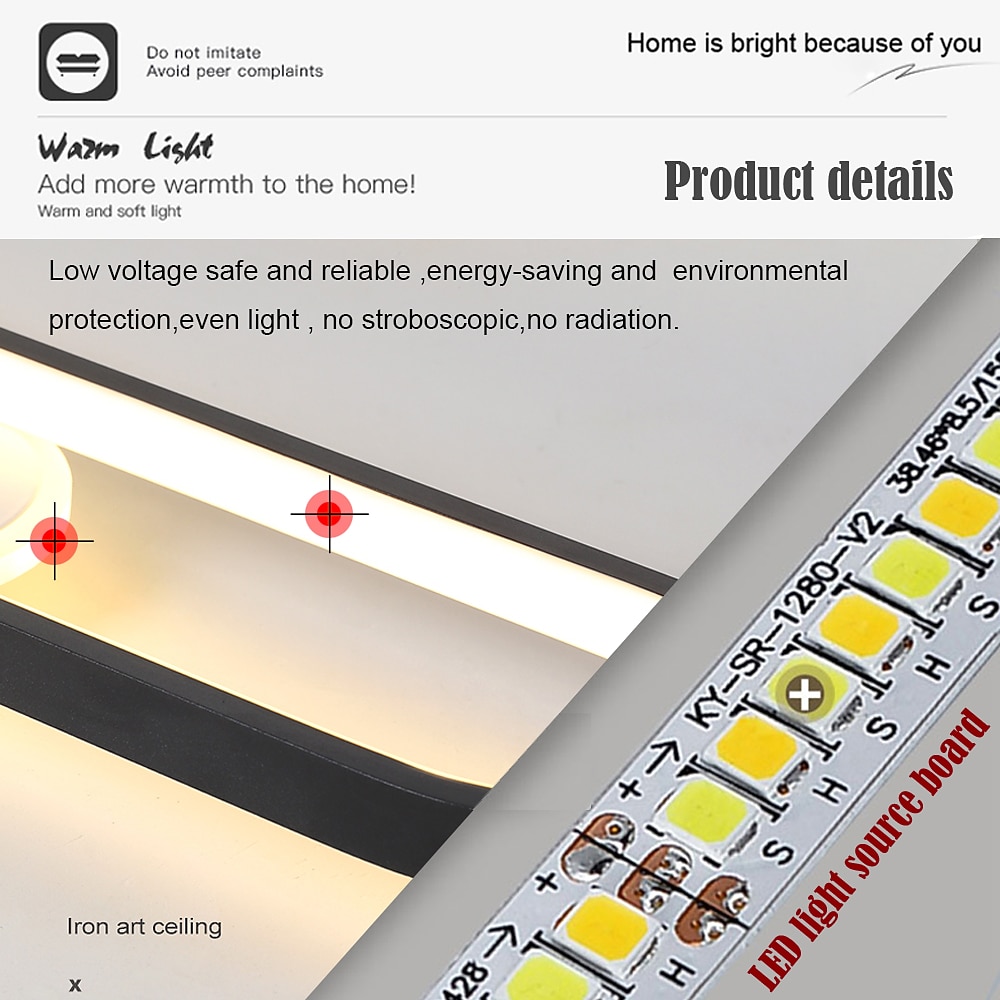 Modern LED Ceiling Lamp 1-2 Lamp Track Lamp Sotlight 80cm 100cm Geometric Ceiling Lamp Dimmable Remote Control Living Room Bedroom Kitchen Dining Room Lamp AC220V 2026 - $264.59 –P9
