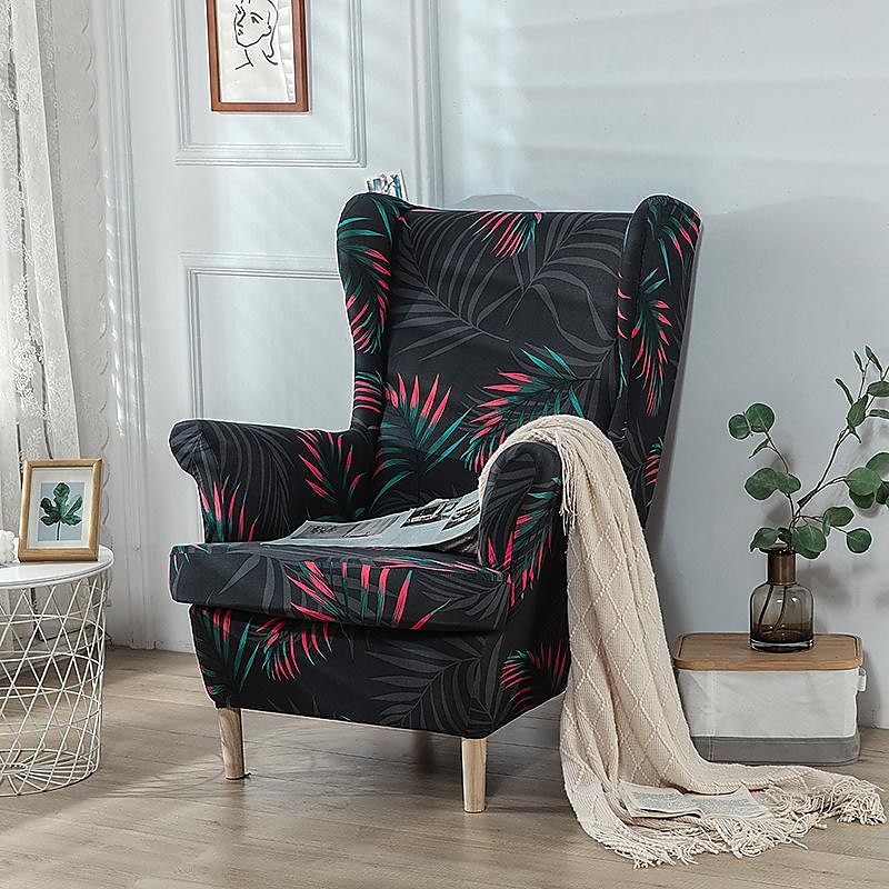 stretch wingback stoltrekk vinge stol slipcovers med seteputetrekk spandex jacquard wingback lenestoltrekk til ikea strandmon stol 2025 - $53.99 –P13
