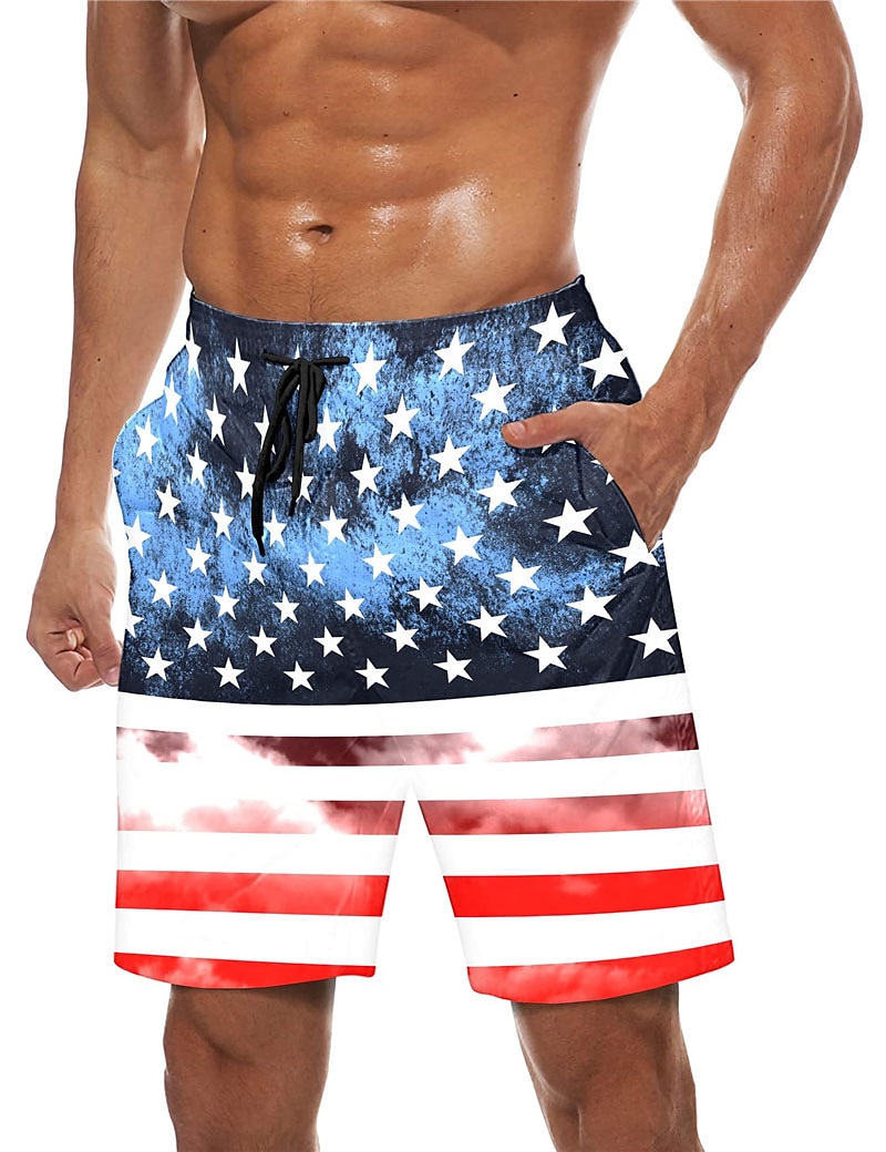 Herr Grafiska tryck Landsflagga Badshorts Boardshorts Medium Midja Hawaiisk Boho Ledigt Dagligen Helgdag Snörning med meshfoder Elastisk midja Designer Kläder 2025 - $19.99 –P19