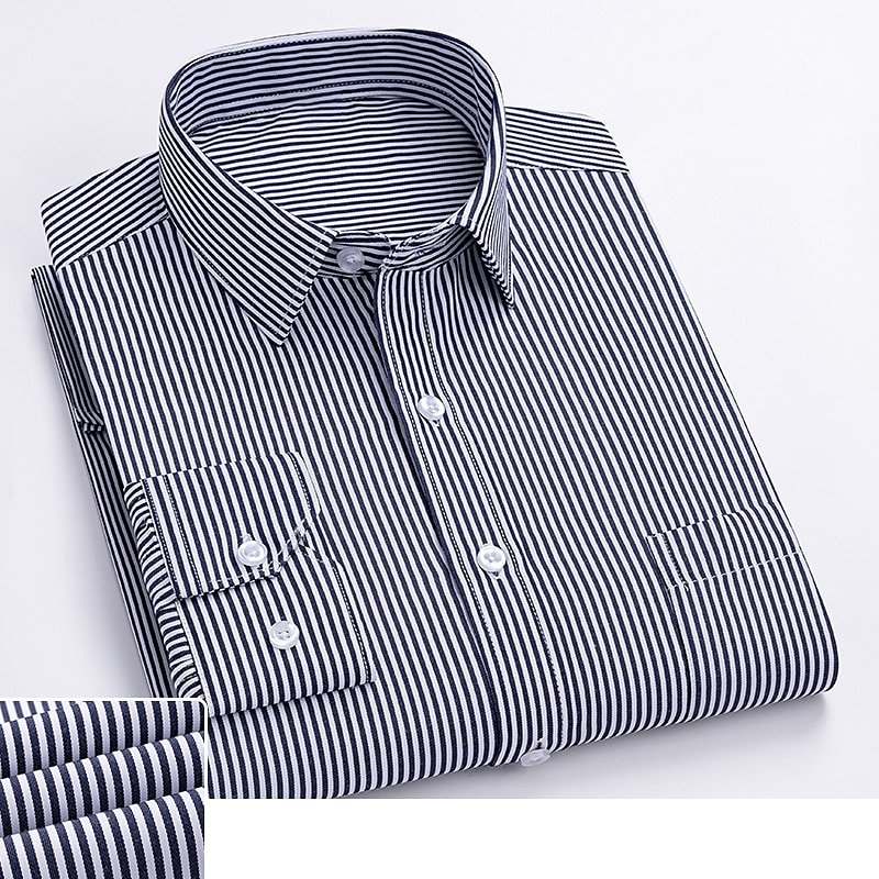 Voor heren Overhemd Gestreept Bruiloft Toimisto & ura Wit Licht Paars Licht Grijs Donker Grijs Lange mouw Strijkijzer Lente & Herfst Kleding Afdrukken 2025 - $28.99 –P2
