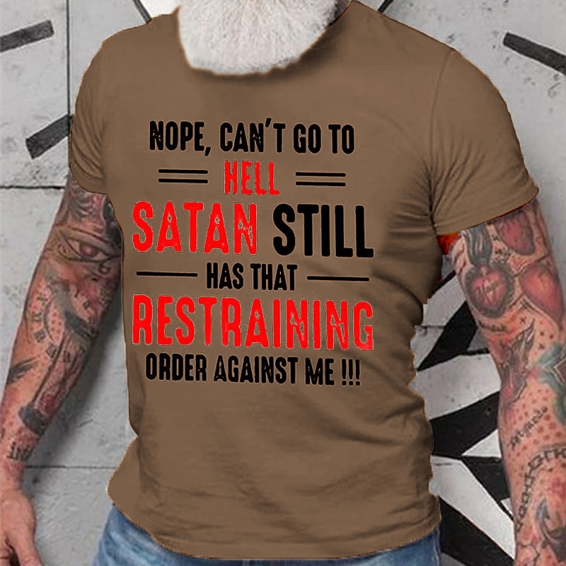 Homme Graphique Lettre Non je ne peux pas aller en enfer T-shirt Style décontracté 100% Coton Manche Courte Graphique Chemise Noir Blanche Rouge T-shirt confortable Rue Occasionnel Vêtements de de 2025 ? $15.99 –P15