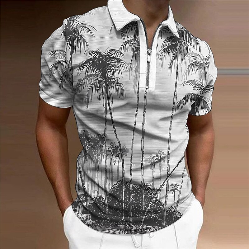 Kentucky Derby Men's Palm Tree Hawaiian Polo Shirts Golf Shirt Short Sleeve Polo Shirts Collared Shirts Casual Beach Wear Vacation Wear Tropical Wear Party Outfits 3D Print Quarter Zip Polo Purple 2025 - $22.99 –P1