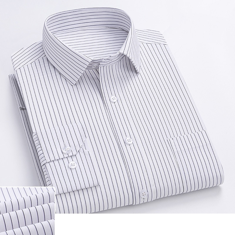 Voor heren Overhemd Gestreept Bruiloft Toimisto & ura Wit Licht Paars Licht Grijs Donker Grijs Lange mouw Strijkijzer Lente & Herfst Kleding Afdrukken 2025 - $28.99 –P5