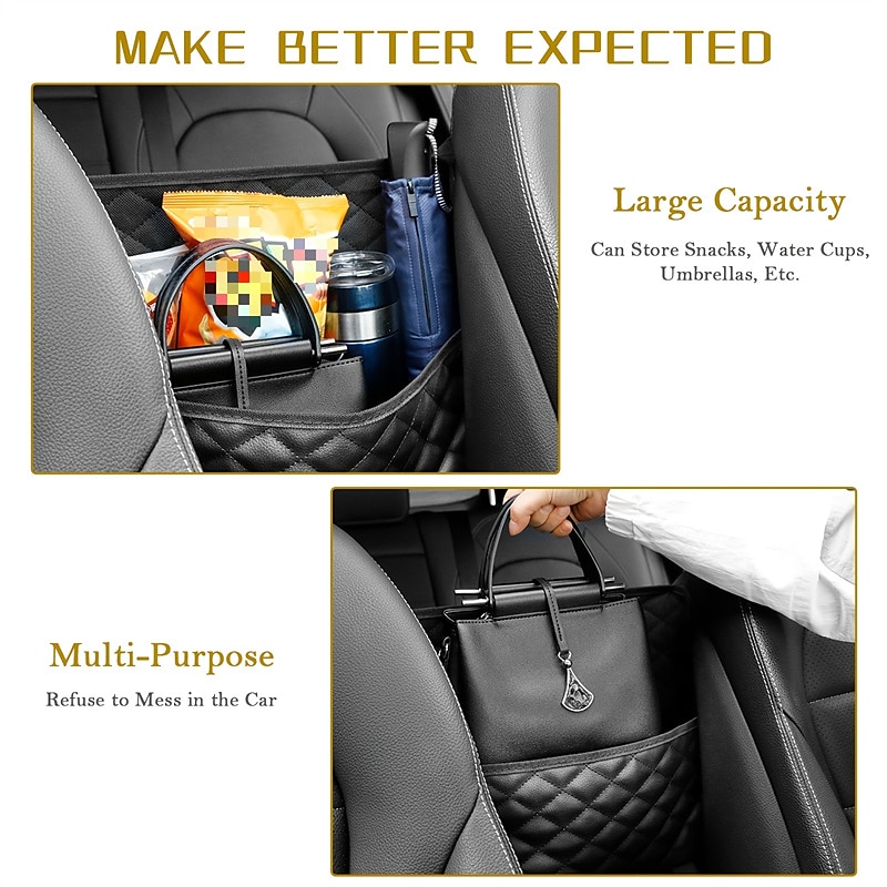 Car Handbag Holder Between Seats Large Capacity Purse Handbag Holder For Cars Between Seats Auto Storage Accessories For Women Interior Automotive Organizer Net Pocket With An Extra Rear Pocket 2025 - $17.99 –P2