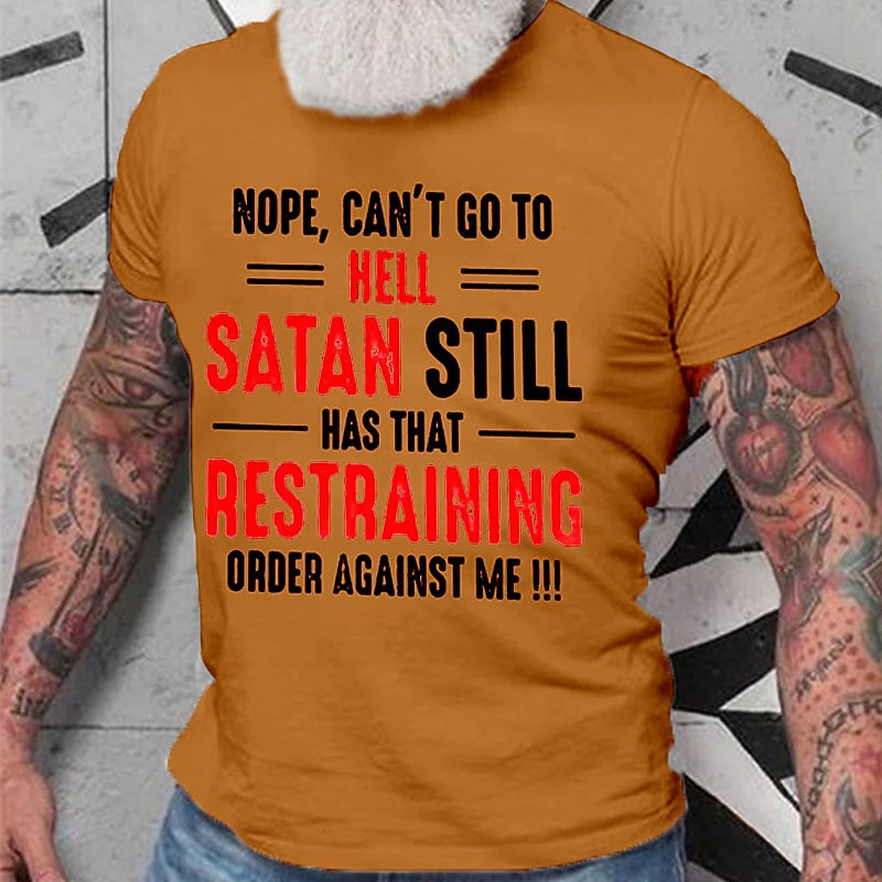 Homme Graphique Lettre Non je ne peux pas aller en enfer T-shirt Style décontracté 100% Coton Manche Courte Graphique Chemise Noir Blanche Rouge T-shirt confortable Rue Occasionnel Vêtements de de 2025 ? $15.99 –P11