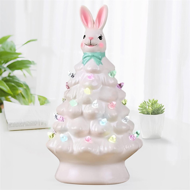 kanintre påskedekorasjon søt mini påske kanintre harpiksfargede lys 15cm kaninpynt hjemmeinnredning påskegave 2025 - $29.99 –P6