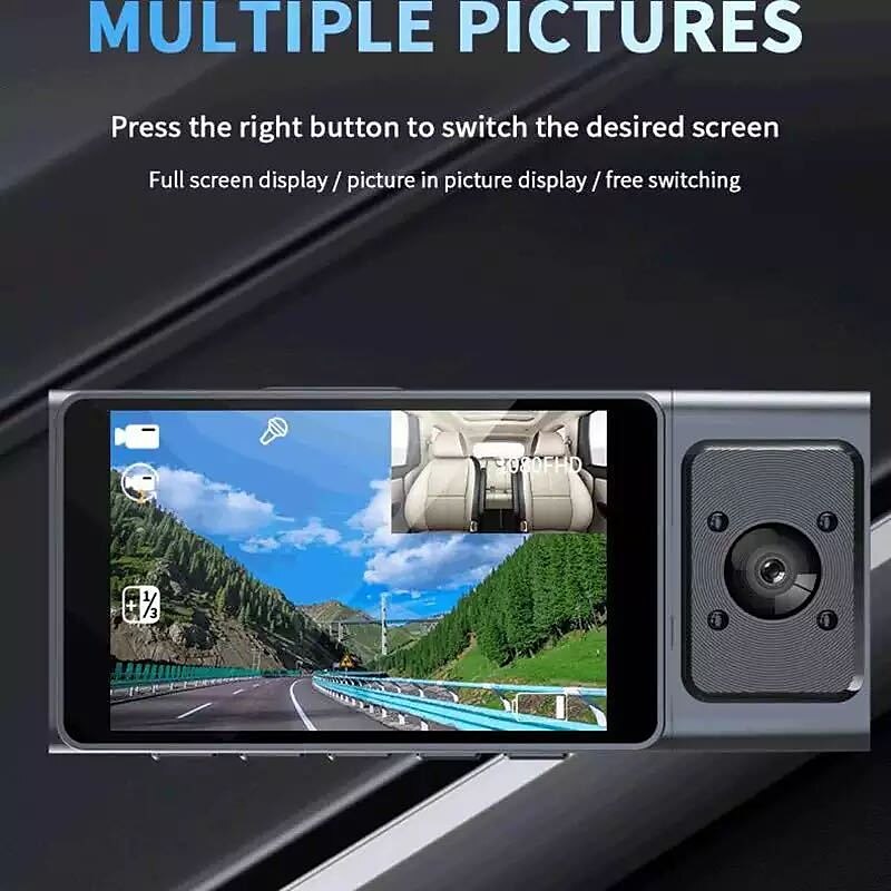 3 Channel Dash Cam Front And Rear Inside 1080P Dash IR Night Vision Loop Recording Car DVR Camera With 3 Inch IPS Screen 3 Cameras Car Dashcam 2025 - $91.99 –P8