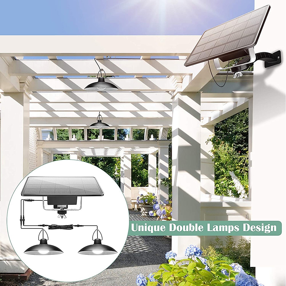 Solar Pendant Light Outdoor IP65 Waterproof 2 Head Indoor Solar Lamp with Cable Remote Controller for Courtyard Garden Indoor Lawn Landscape 2026 - $74.99 –P5