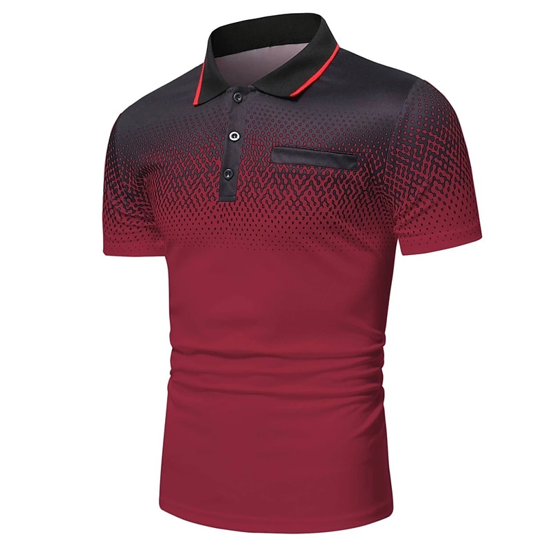 Men's Polo Shirt Golf Shirt Casual Holiday Ribbed Polo Collar Classic Short Sleeve Fashion Basic Color Block Button Summer Regular Fit Fire Red Black White Blue Orange Grey Polo Shirt 2025 - $17.99 –P9