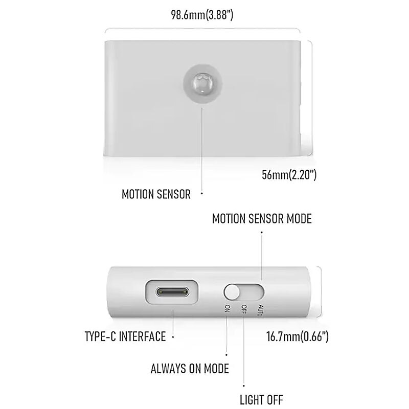 pir motion sensing nachtlampje usb oplaadbare led menselijk lichaam sensing nachtlampje slimme lichtregeling wandlamp voor kamer muur garderobe thuis badkamer schoenenkast slaapkamer verlichting 2026 - GBP £15 –P4