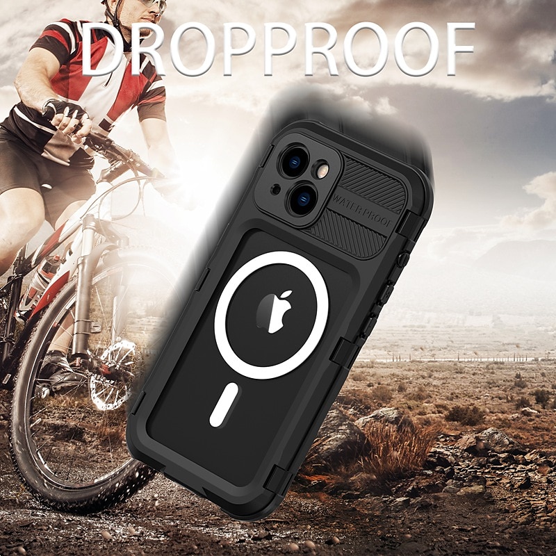 2025年 電話 ケース 用途 iPhone 17 Pro Max 17 Air 16 15 14 Pro Max Plus 13 Pro Max ヘビーデューティー 防水ケース マグセーフ搭載 全身保護 ワイヤレス充電をサポート リストストラップ付き アルミニウム合金 PC シリコーン コレクション – $37.99 –P5