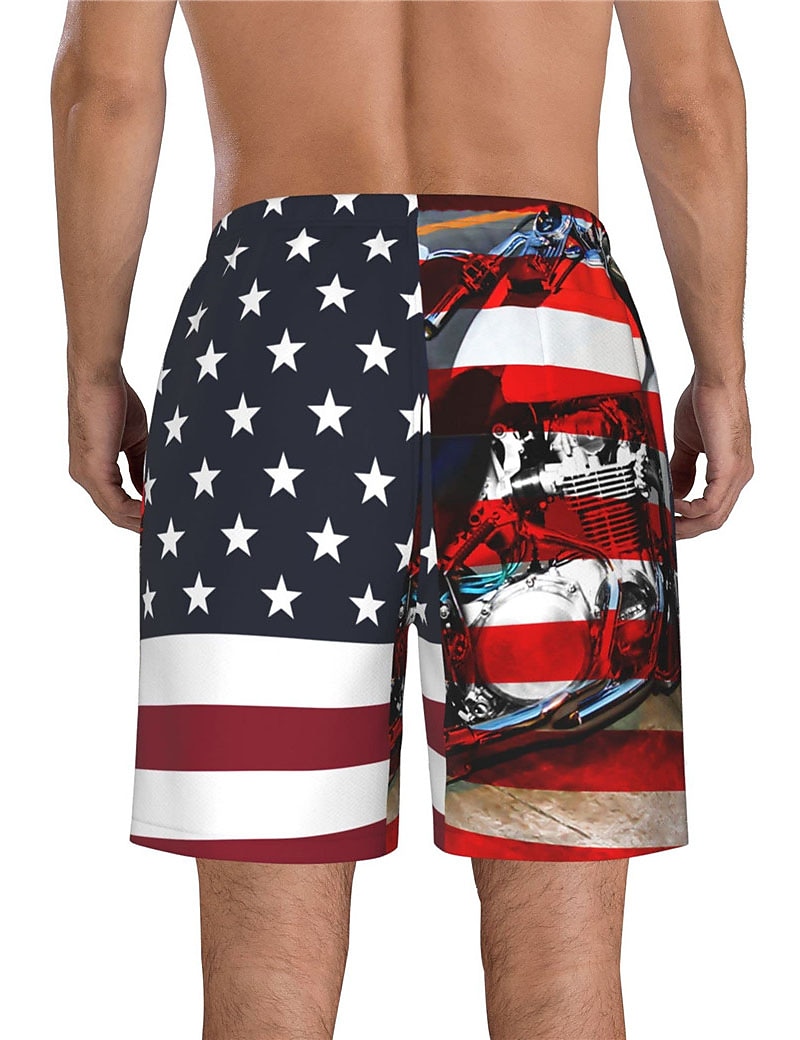 Herr Grafiska tryck Landsflagga Badshorts Boardshorts Medium Midja Hawaiisk Boho Ledigt Dagligen Helgdag Snörning med meshfoder Elastisk midja Designer Kläder 2025 - $19.99 –P2
