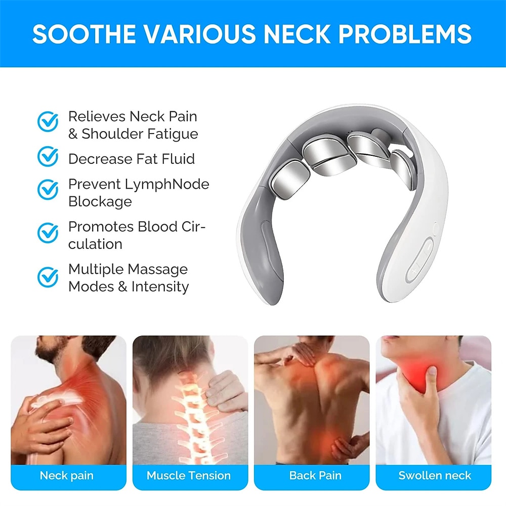 Neck Massager with Heat - Neck Lymphatic Massager for Pain