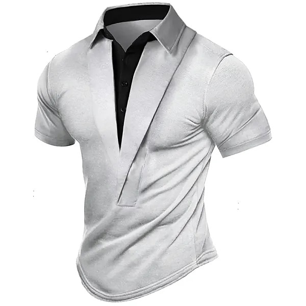 Herr Henleytröja Kortärmad V-hals Slät Designer Ledigt Retro Utomhus Dagliga kläder Drak Grey Svart Marinblå Topp t-shirt för män 2025 - $17.99 –P5