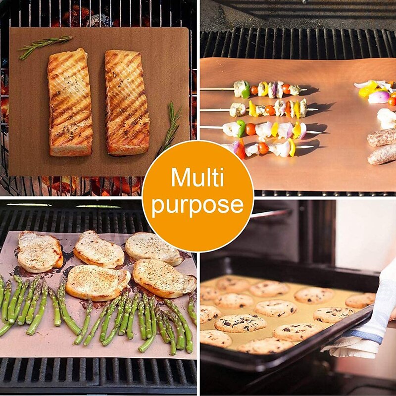Set of 4 Non-stick Reusable Teflon Sheets Barbecue BBQ Grill Mats for Out Door Grilling 2025 - $17.99 –P5