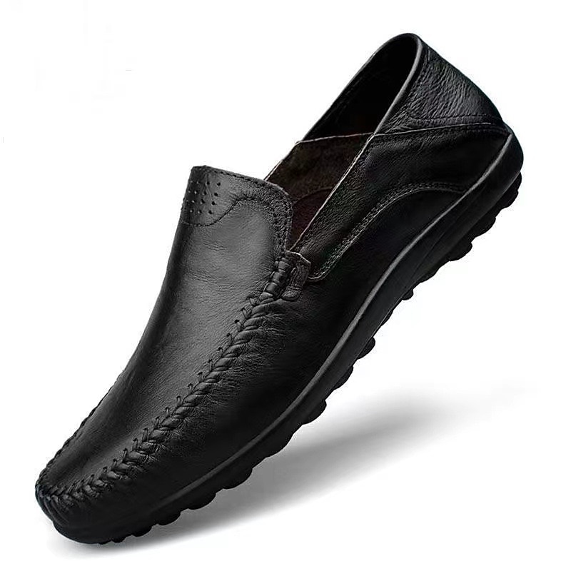 Miesten Mokkasiinit Mokkasiini Comfort-kengät Vapaa-aika ulko- Päivittäin Tekonahka Hengittävä Loaferit Musta Ruskea Kevät 2025 - $34.99 –P4