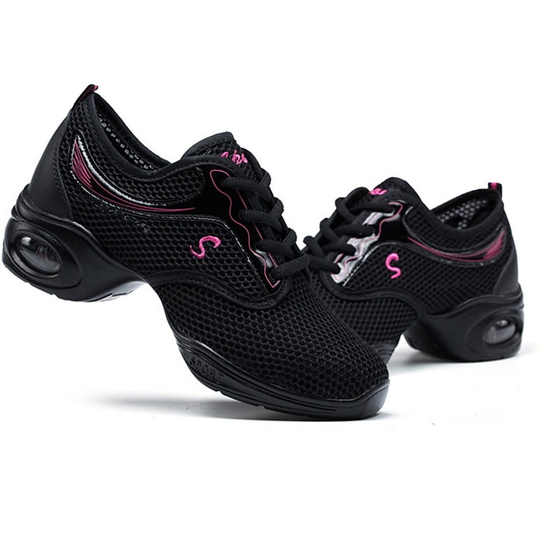 Schwarze Mesh-Tanz-Sneaker für Damen – atmungsaktive, leichte Jazzschuhe mit Luftpolstersohle für Zumba, Hip-Hop und Fitnesstraining 2025 - $29.99 –P4