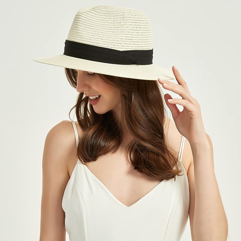 1 pcs Womens Mens Wide Brim Straw Panama Hat Fedora Summer Beach Sun Hat  Straw Hat for Women 2026 - $18.49 –P19