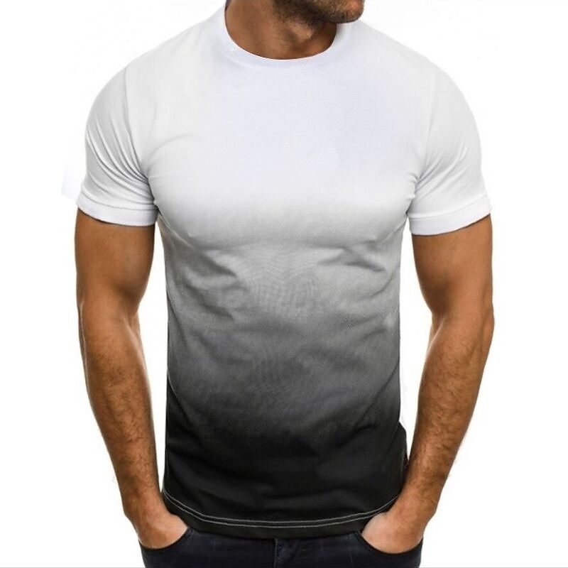 Men's T shirt Tee Tee Top Gradient Crew Neck Street Vacation Short Sleeves Clothing Apparel Fashion Sport Basic 2026 - $13.49 –P9