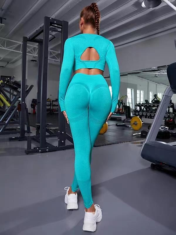 Women's Workout Sets 2 Piece Thumbhole Solid Color Clothing Suit