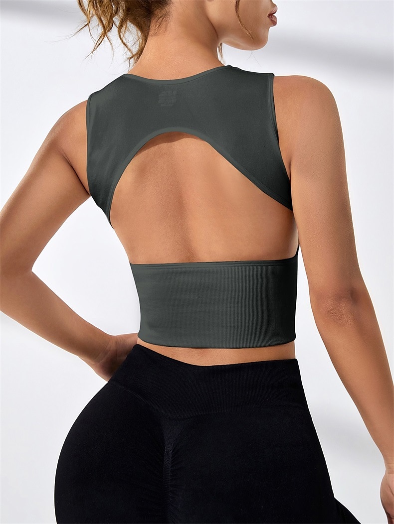T Shirts For Women Open Back With Removable Pads Backless Bra Tee