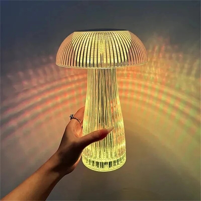 Lámpara de medusas creativa moderna, lámpara de mesa recargable de cristal, luces nocturnas, atenuador táctil de hongo, lámpara rgb, 16 colores para la decoración de la mesita de noche del hogar, 2025 - $39.99 –P9