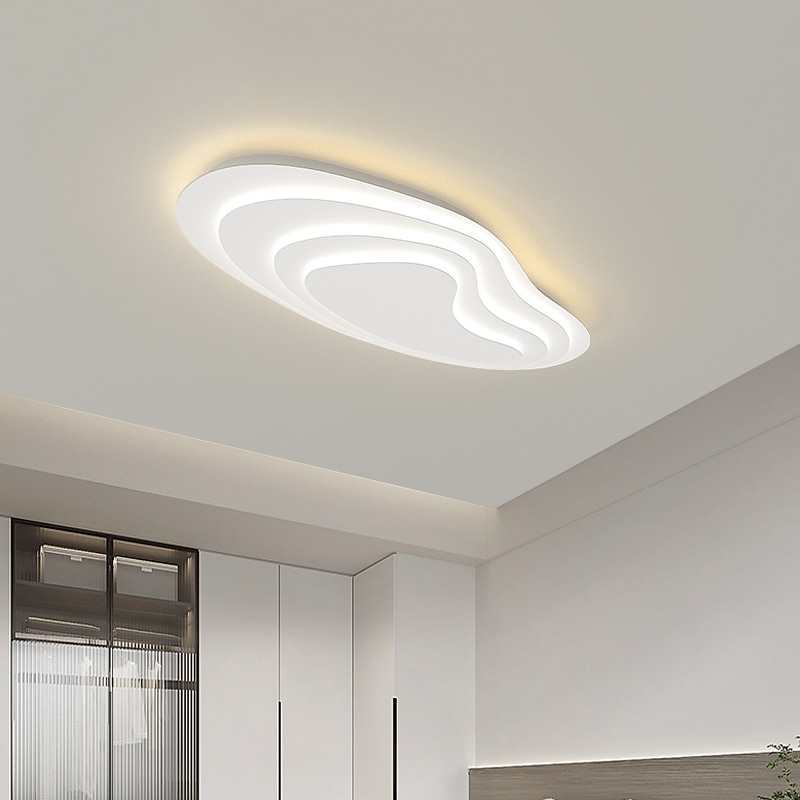 moderne taklampe som kan dimmes med fjernkontroll 56 cm innfelt taklampe akryl lampeskjerm lysekrone soverom stue 2025 - $230.29 –P8