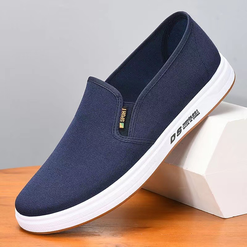 Men's Navy Blue Canvas Slip-On Shoes – Lightweight Casual Loafers with White Sole for Walking, Travel, and Daily Wear 2025 - $26.99 –P1