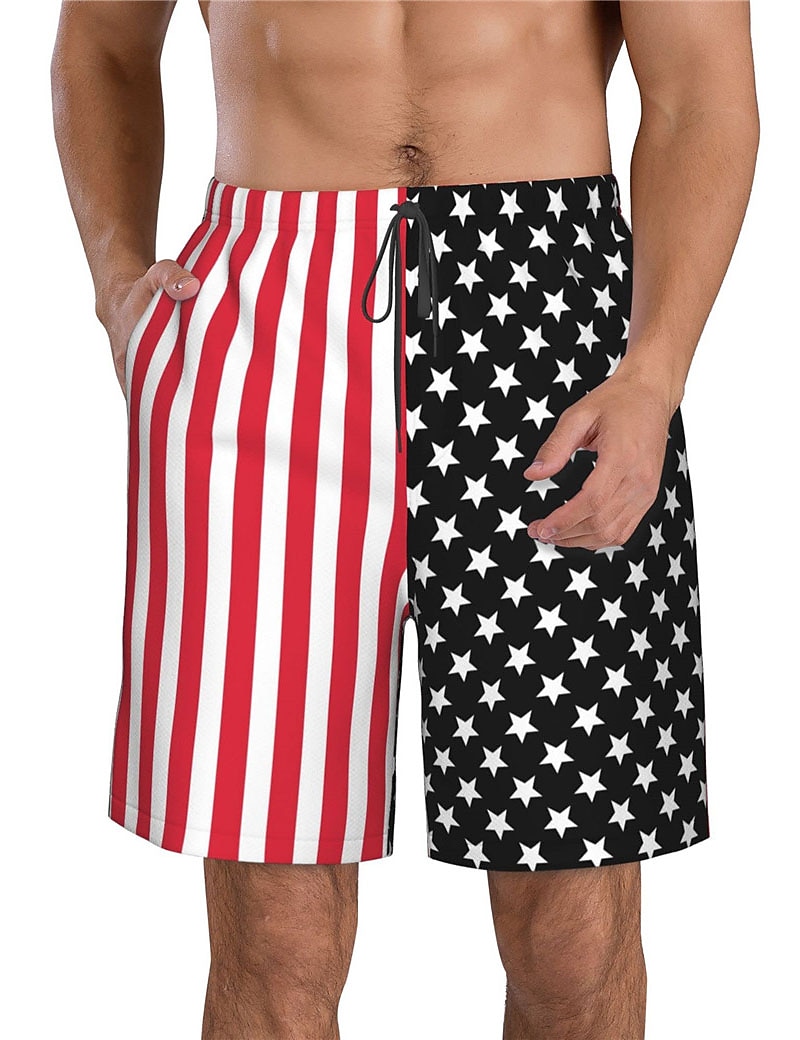 Herr Grafiska tryck Landsflagga Badshorts Boardshorts Medium Midja Hawaiisk Boho Ledigt Dagligen Helgdag Snörning med meshfoder Elastisk midja Designer Kläder 2025 - $19.99 –P16