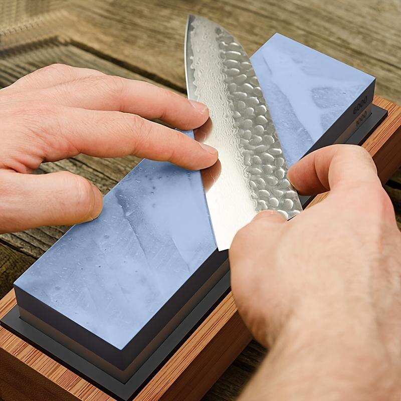 1pc Premium Whetstone, Knife Sharpening Stone, 2 Side Grit 1000/6000 Waterstone, Whetstone Knife Sharpener, Non-Slip Bamboo Base &amp; Angle Guide 2025 - $35.99 –P5