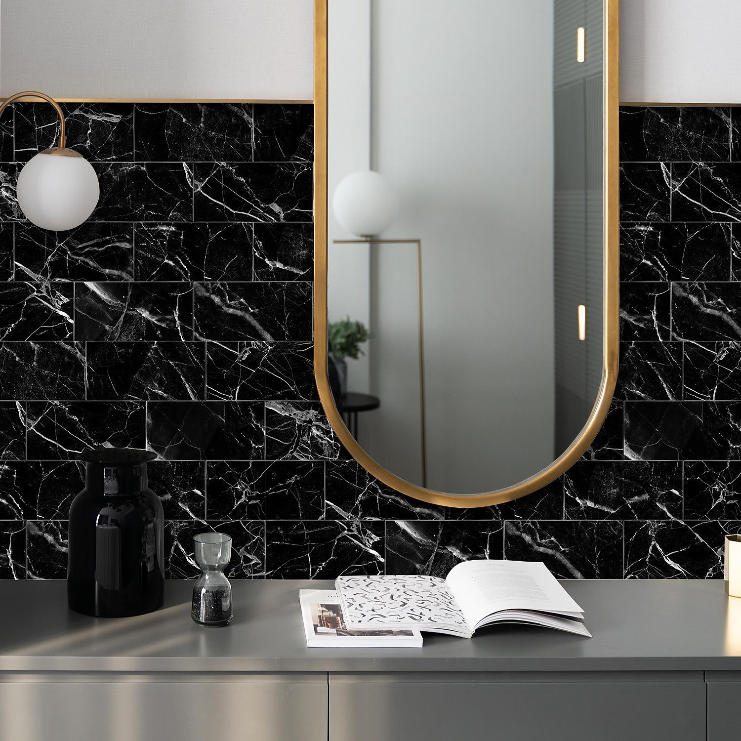 Cool Wallpapers Wall Mural 16pcs Marble Patterned Wallpaper, Waterproof Peel And Stick Wall Covering Sticker Film Home Deco, 4''x8'' 2025 - $26.99 –P2