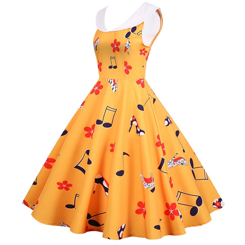 Retro / vintage 1950 Rochie de epoca Rochie leagăn Rochie Flare Note muzicale Pentru femei Carnaval Mascaradă Casul / Zilnic Petrecerea Burlăcițelor Adulți Rochie Rochii de acasă 2025 - $23.99 –P3