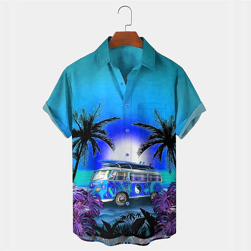 Férfi Autó Kókuszfa Trópusi növények Ing Hawaii ing Aloha ing Rövid ujjú Ing Térfogatcsökkenés Tropikus Divat Hawaii Szabadtéri Utca Hawaii Fekete Sárga Medence S M L 2025 - $24.99 –P4