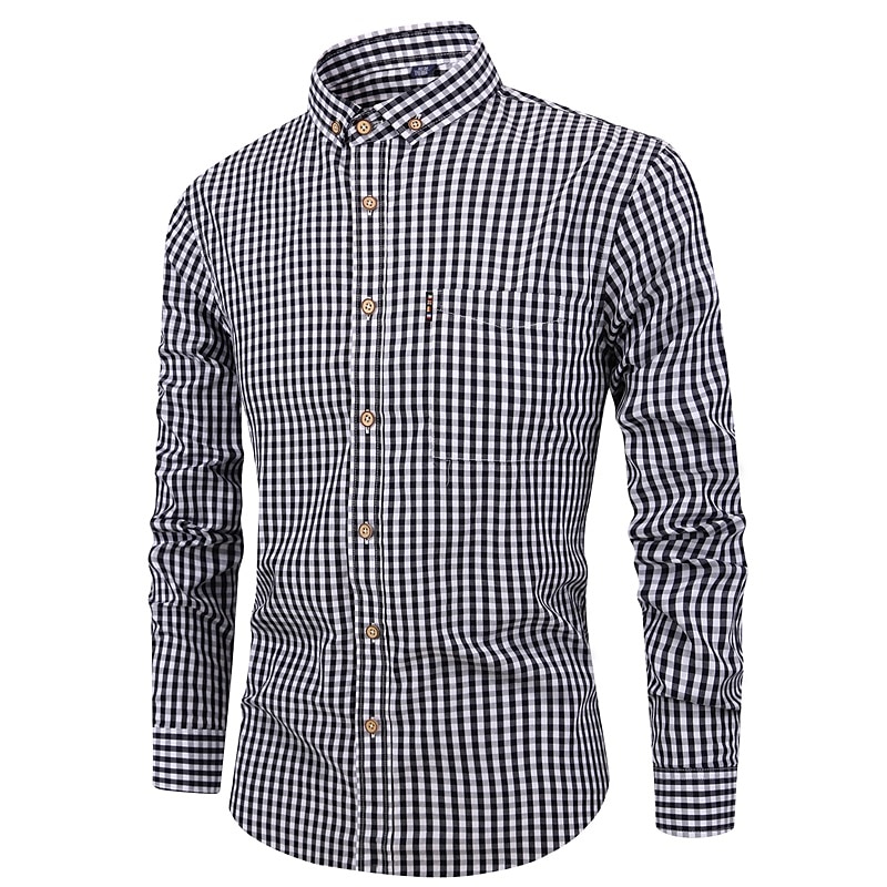 Men's Casual Shirt Button Up Shirt Checked Shirts Black Red Deep Blue Light Blue Long Sleeve Plaid Square Neck Vacation Daily Wear Button-Down Clothing Apparel Cotton Fashion Leisure Hawaiian 2025 - $31.99 –P3