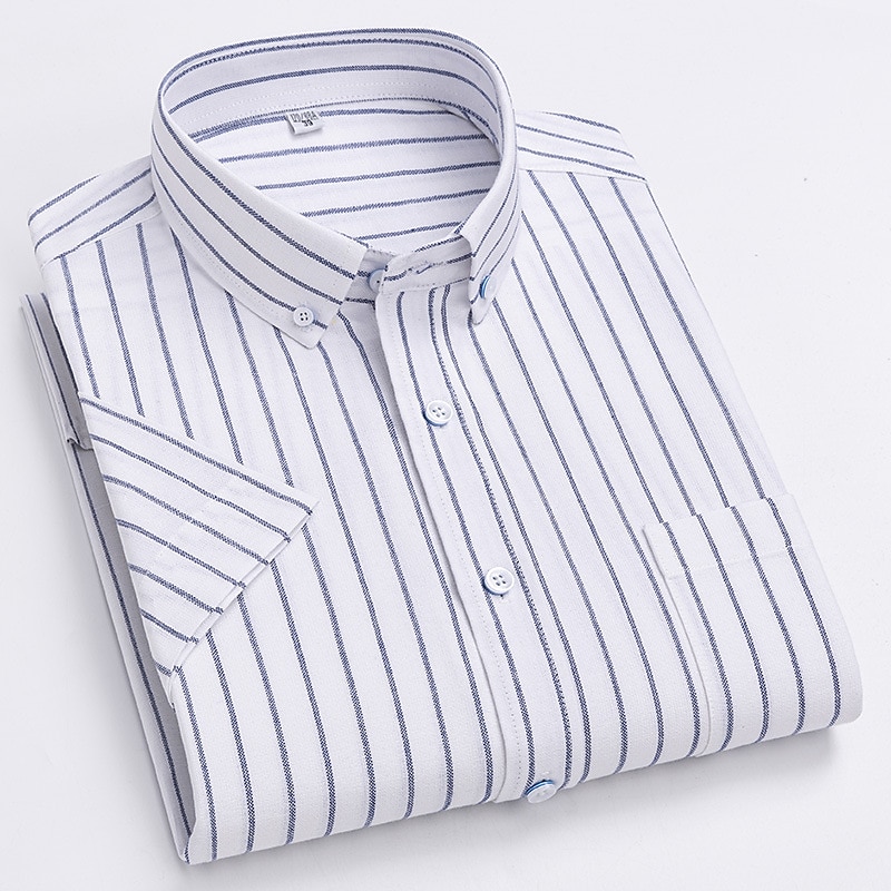 Herren Oberhemd Gestreiftes Hemd Hemd Oxford Hemd Kariert / Gestreift / Chevron Hochzeit Büro & Karriere Kastanienbraun Hellgelb Hellblau Weiß Langarm Hemdkragen Frühling Sommer Bekleidung Kreuz 2025 - $31.99 –P5