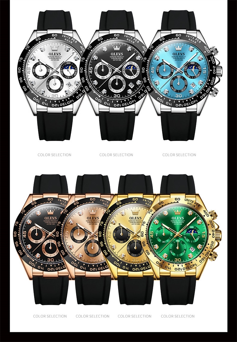 Кварцевые часы OLEV для мужчин спортивные наручные часы светящиеся хронографы с календарем многофункциональные водонепроницаемые с силиконовым браслетом 2026 - $43.99 –P2
