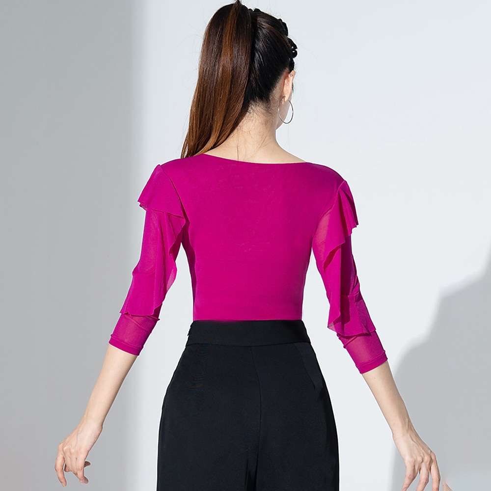 Latinotanssi Salitanssi Urheiluvaatteet Trikoot / Kokopuku Röyhelöt Puhdas Väri Liitos Naisten Suoritus Kouluts 3/4 hiha Korkea Villasekoite 2026 - $35.99 –P3