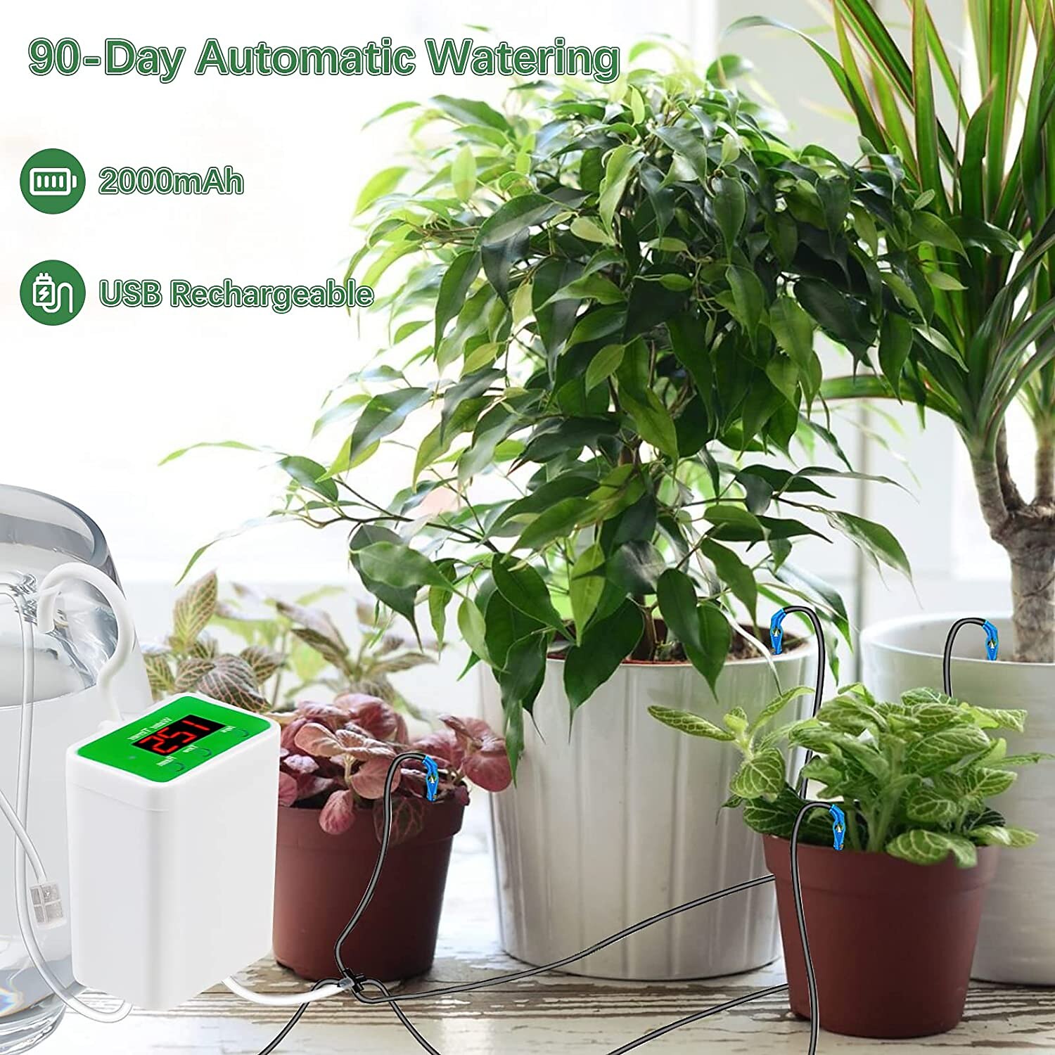 Automatic Watering System USB Power Automatic Drip Irrigation Kit 8 Drop Arrow Holiday Plant Watering Devices for Indoor Potted Plants LED Display DIY Automatic Plant Waterer Gift for Gardening Lovers 2025 - $38.99 –P7