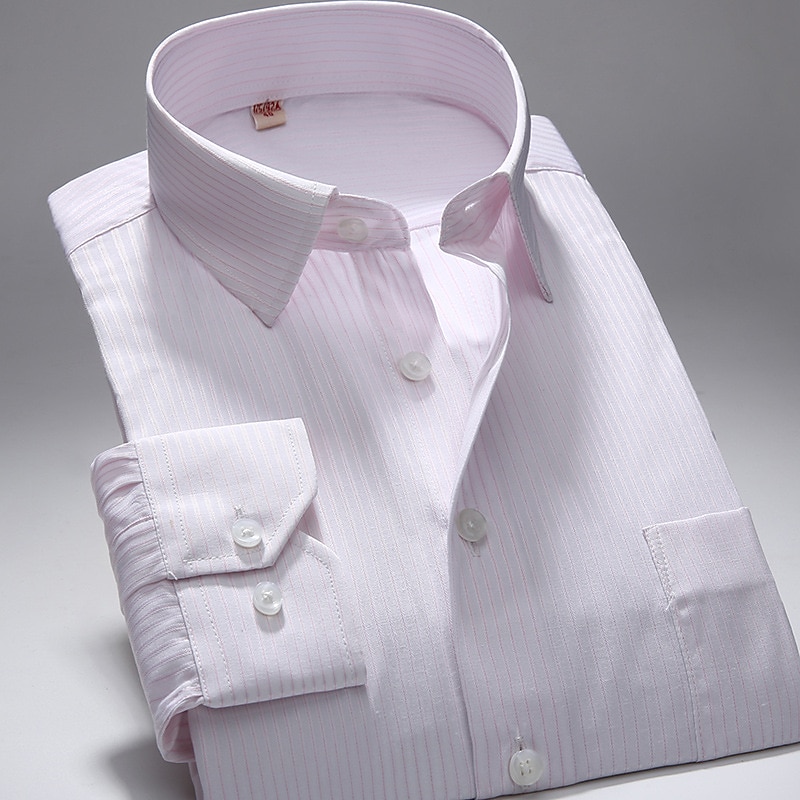 Herren Oberhemd Bügelfreies Hemd Streifen und Plaid Hochzeit Büro & Karriere Hellrosa Schwarz Weiß Rosa Langarm Hemdkragen Ganzjährig Bekleidung 2025 - $28.99 –P4