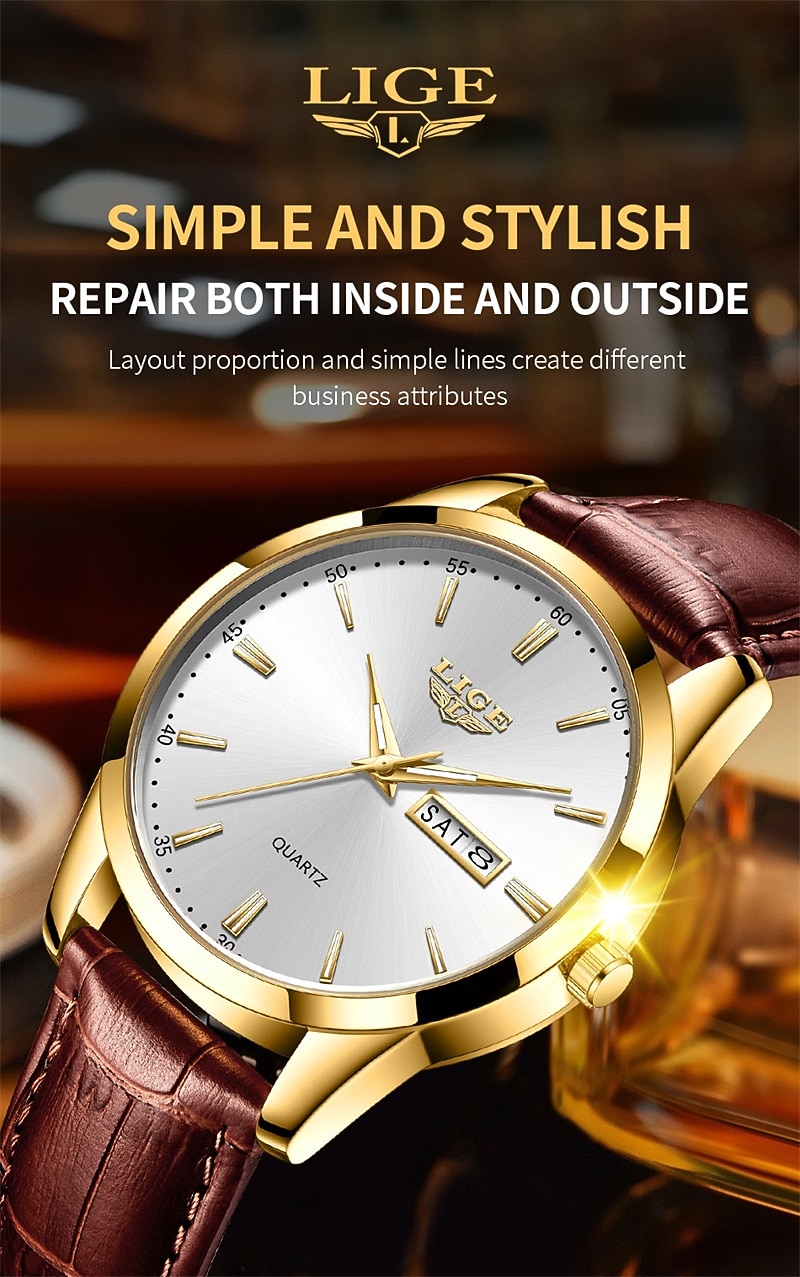 Men Quartz Watch Luxury Business Wristwatch Analog Luminous Calendar Date Week Waterproof PU Leather Watch 2025 - $22.99 –P2