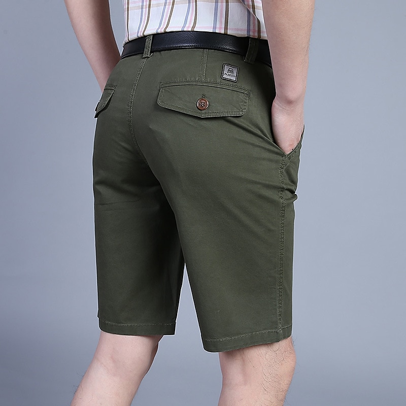 Herren Shorts Kurze Hosen Chino Bermuda Shorts Bermudas Tasche Glatt Komfort Atmungsaktiv Outdoor Täglich Ausgehen Baumwollmischung Modisch Strassenmode Armeegrün Orange 2025 - $34.99 –P7