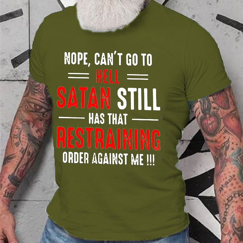 Homme Graphique Lettre Non je ne peux pas aller en enfer T-shirt Style décontracté 100% Coton Manche Courte Graphique Chemise Noir Blanche Rouge T-shirt confortable Rue Occasionnel Vêtements de de 2025 ? $15.99 –P14