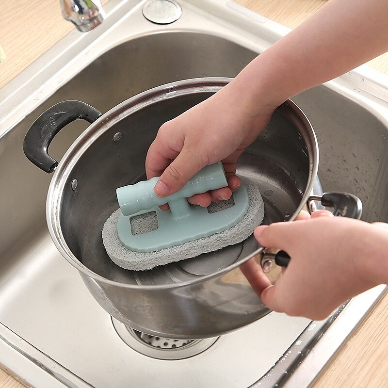 Kitchen Bathroom Sponge Handle Cleaning Brush Tile Glass Cleaning Sponge  Ceramic Window Slot Clean Brushes Tools