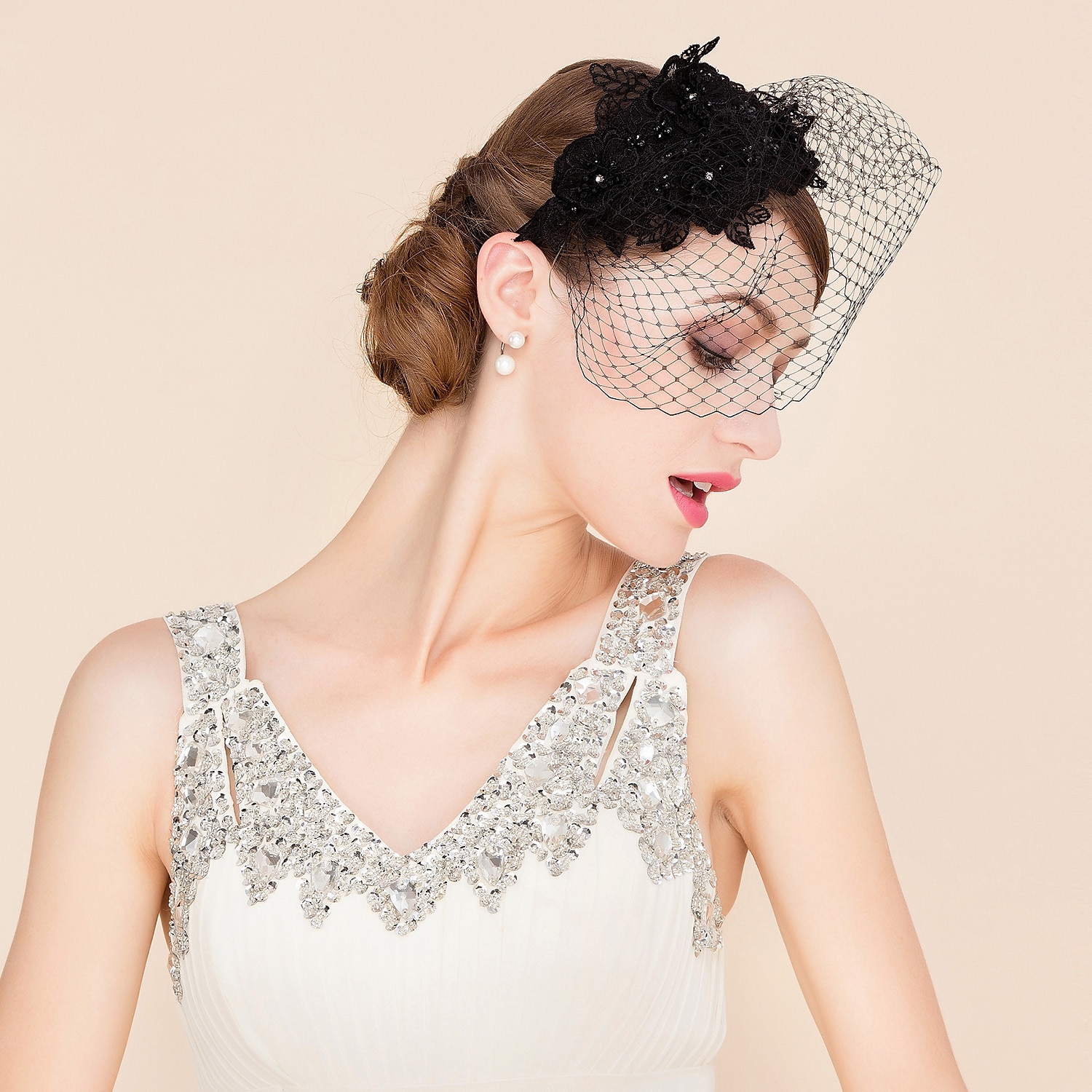 Hoofdbedekking Net Voile Hoed Bruiloft Casual Thee Feest Valentijnsdag Paard Race Retro Romantisch Klassiek Met Tulle Gezicht Voile Hoofdband Hoofdbedekking jurk om indruk te maken Race Dag Jurk 2025 - $26.99 –P6